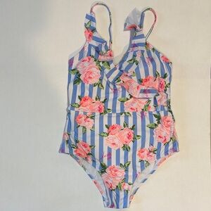 Betsey Johnson size medium Floral Striped women’s Swimsuit